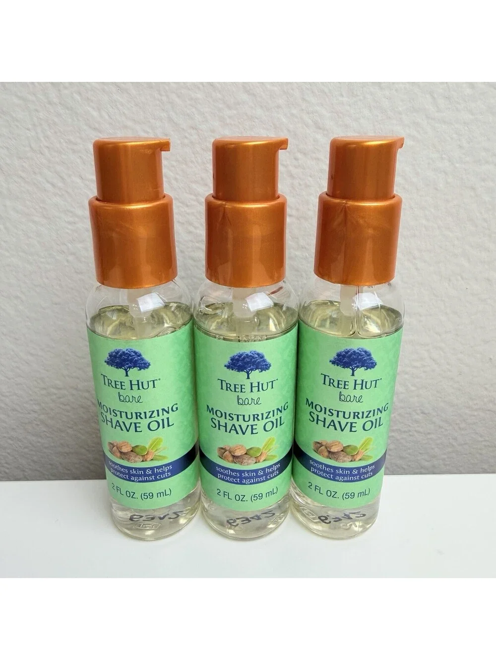 Lot of 3 Tree Hut Bare Moisturizing Shave Oil 2 oz Each Pre Shave Body Oil 6 oz